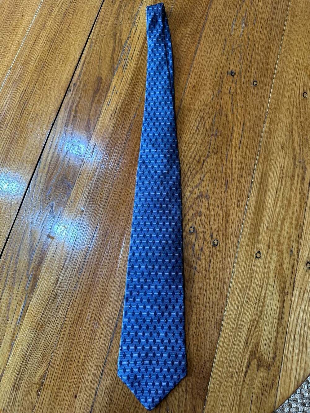 Perry Ellis Portfolio Silk Tie Blue Diamond Pattern New With Tags
